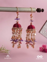 GULRATNA - JEWEL OF ROSES - HANDCRAFTED KALEERAS WITH PURPLE PETALS, PEARLS AND BEADS 