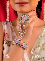 MADHUVRATA - SPRING BLOOM - DELICATE EMBROIDERED HAATHPHOOL WITH FLORAL MOTIFS, BEADS AND PEARLS