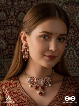 ARUNAMUKHI- FACE OF THE RED SUN - HANDMADE KUNDAN SET WITH NECKLACE AND EARRINGS 