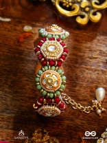 VIBHAVARI - NIGHT FULL OF SPLENDOR - MULTI-COLOR ENAMELLED KUNDAN BRACELET WITH PEARLS AND BEADS