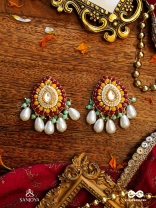 VIBHAVARI - NIGHT FULL OF SPLENDOR - MULTI-COLOR ENAMELLED KUNDAN EARRINGS WITH PEARLS AND BEADS