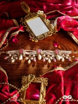 MANOHARA - CHARMING BEAUTY- HANDMADE KUNDAN SET WITH NECKLACE AND EARRINGS 