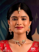 UNDARIKA - BEAUTIFUL ONE - INTRICATE KUNDAN MAANGTIKA WITH ENAMEL WORK AND PEARL DROPS