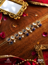 SHITALA - COOL AND CALM- KUNDAN, BLUE STONES, AND PEARLS HANDMADE NECKLACE 