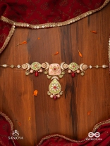 MADHUBHUSHANA - ADORNED WITH SWEETNESS - HANDCRAFTED KUNDAN ENAMEL NECKLACE WITH PEARL AND GEM DROPS