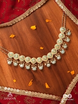 VARUNIKA - GODDESS OF WATER - GRACEFUL BLUE ENAMEL KUNDAN CHOKER WITH LUSTROUS DROPS