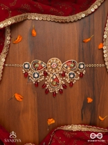 SUVARNAPUSHPA - GOLDEN BLOSSOM - LUXURIOUS HERITAGE KUNDAN NECKLACE WITH RED AND BLUE ENAMEL WORK, PEARLS AND BEADS