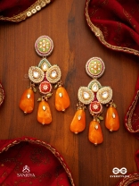 VASANTINI - SPRING’S BEAUTY - GRAND KUNDAN EARRINGS WITH PEARLS, BEADS AND GEM FRINGES