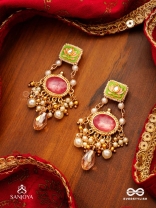 MRINALIKA - LOTUS PETAL - GRACEFUL ENAMELLED HANDCRAFTED KUNDAN EARRINGS WITH SOFT PASTEL GEMSTONES