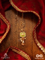 MRINALIKA - LOTUS PETAL - GRACEFUL ENAMELLED HANDCRAFTED KUNDAN MAANGTIKA WITH SOFT PASTEL GEMSTONES