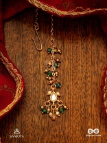 VARSHALEKHA - RAINFALL STROKES - ROYAL HERITAGE MULTI-STRAND KUNDAN MAANGTIKA WITH PEARL STRINGS AND POLKI DROPS