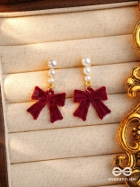 RUBY GRACE - TIMELESS RED BOW & PEARL EARRINGS