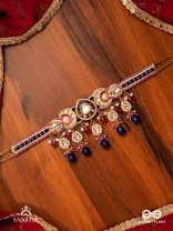 KUMUDRAAG - BLOOMING AT NIGHT-  INTRICATE ENAMELLED HANDCRAFTED KUNDAN CHOKER WITH PEARLS AND BEADS