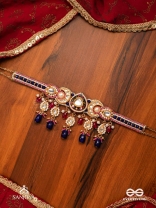 KUMUDRAAG - BLOOMING AT NIGHT-  INTRICATE ENAMELLED HANDCRAFTED KUNDAN CHOKER WITH PEARLS AND BEADS