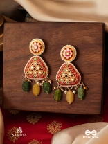 SATRANGIJA - RAINBOW-CLAD- FESTIVE ENAMELLED KUNDAN EARRINGS WITH COLORFUL DROPS AND PEARLS