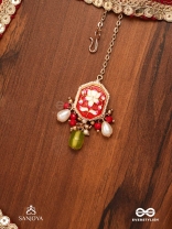 PADMALATA - LOTUS CREEPER - ENAMELED LOTUS PATTERN MAANGTIKA WITH PEARLS AND BEAD DROPS