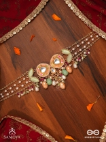 VASANTILATA - SPRING VINE- CHARMING PASTEL KUNDAN NECKLACE WITH GEMSTONES, BEADS AND PEARL DROPS
