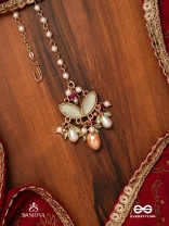 VASANTILATA - SPRING VINE- CHARMING PASTEL KUNDAN MAANGTIKA WITH GEMSTONES, BEADS AND PEARL DROPS