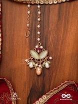 VASANTILATA - SPRING VINE- CHARMING PASTEL KUNDAN MAANGTIKA WITH GEMSTONES, BEADS AND PEARL DROPS