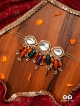 RASARANJANI - COLORFUL HARMONY- CONTEMPORARY KUNDAN STATEMENT NECKPIECE WITH DEEP-HUED BEADS AND PEARLS