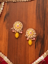 MADHUVARNIKA - HONEY HUE- SOFT FEMININE KUNDAN EARRINGS FEATURING PEARLS AND PASTEL GEMSTONE DROPS