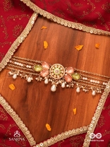 TARUNIMA - FRESHNESS- SIMPLE GRACEFUL CHOKER NECKPIECE WITH GEMSTONES, KUNDAN AND PEARLS