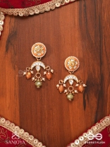 RAGTANIKA - COLORED COMPOSITION- HERITAGE STYLE KUNDAN EARRINGS WITH PEARLS AND BEADS