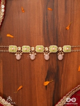 MRIDULPADMA - GENTLE LOTUS- DELICATE KUNDAN NECKPIECE WITH FLORAL MOTIFS, BEADS AND PEARLS