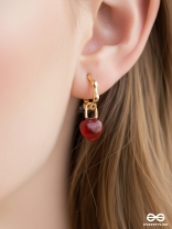HEARTLINK DROPS-  DAINTY GOLD TONE EARRINGS