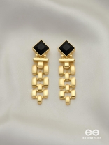 BLACK AURA-  BLACK AND GOLD STATEMENT EARRINGS