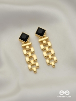 BLACK AURA-  BLACK AND GOLD STATEMENT EARRINGS