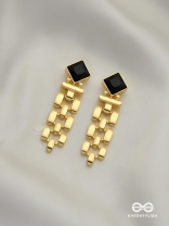 BLACK AURA-  BLACK AND GOLD STATEMENT EARRINGS