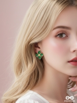 EMERALD BLOOM- STATEMENT FLORAL STUDS