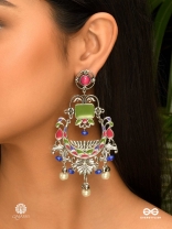 ROYAL CHAAND - STATEMENT ENAMELLED OXIDISED EARRING