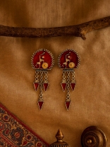 TRIBAL RISE - OXIDISED ENAMELLED EARRING WITH FOLK FIGURE