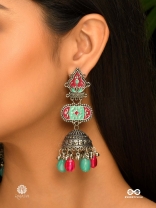 FOLK BLOOM - STATEMENT OXIDISED JHUMKA