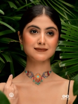 FOLK FLAIR - GEOMETRIC ENAMELLED OXIDISED NECKLACE