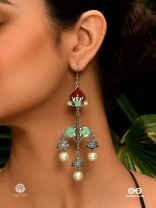 PEARL BLOOM – FOLK OXIDISED ENAMELLED EARRING