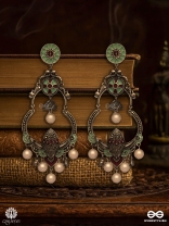 NOORANI BELLS – OXIDISED CHANDBALI WITH PEARL CHARMS