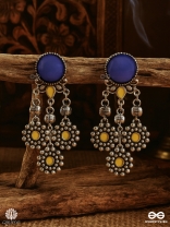 FLORA DROP – MODERN YELLOW DOT OXIDISED EARRINGS 