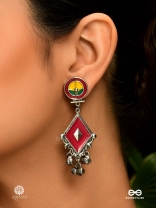 DIYA DANCE – VIBRANT RED OXIDISED EARRINGS