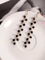 The Branched Elegance Dangling Earrings- Black