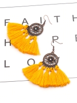 Channeling the Chakra Fascinating Tassel Earrings- Yellow