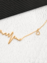 The Elegant Casual Heartbeat Necklace- Golden With Anti-Tarnish Coating 
