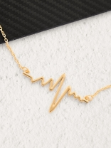 The Elegant Casual Heartbeat Necklace- Golden With Anti-Tarnish Coating 