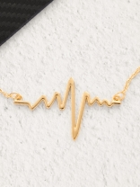 The Elegant Casual Heartbeat Necklace- Golden With Anti-Tarnish Coating 