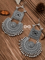 The Multilayered Embellished Trunk Danglers (Black) - Oxidised Boho Earrings