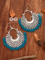 The Motif Moon Chandbali Earrings (Teal Blue) - The Boho Basics