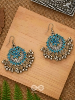 The Fabulous Floral Enamel Danglers (Carolina Blue) - The Embellished Oxidised Collection