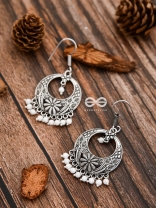 The White Elegance Traditional Motif Earrings